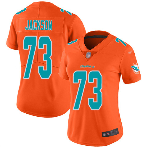Nike Miami Dolphins #73 Austin Jackson Orange Women Stitched NFL Limited Inverted Legend Jersey